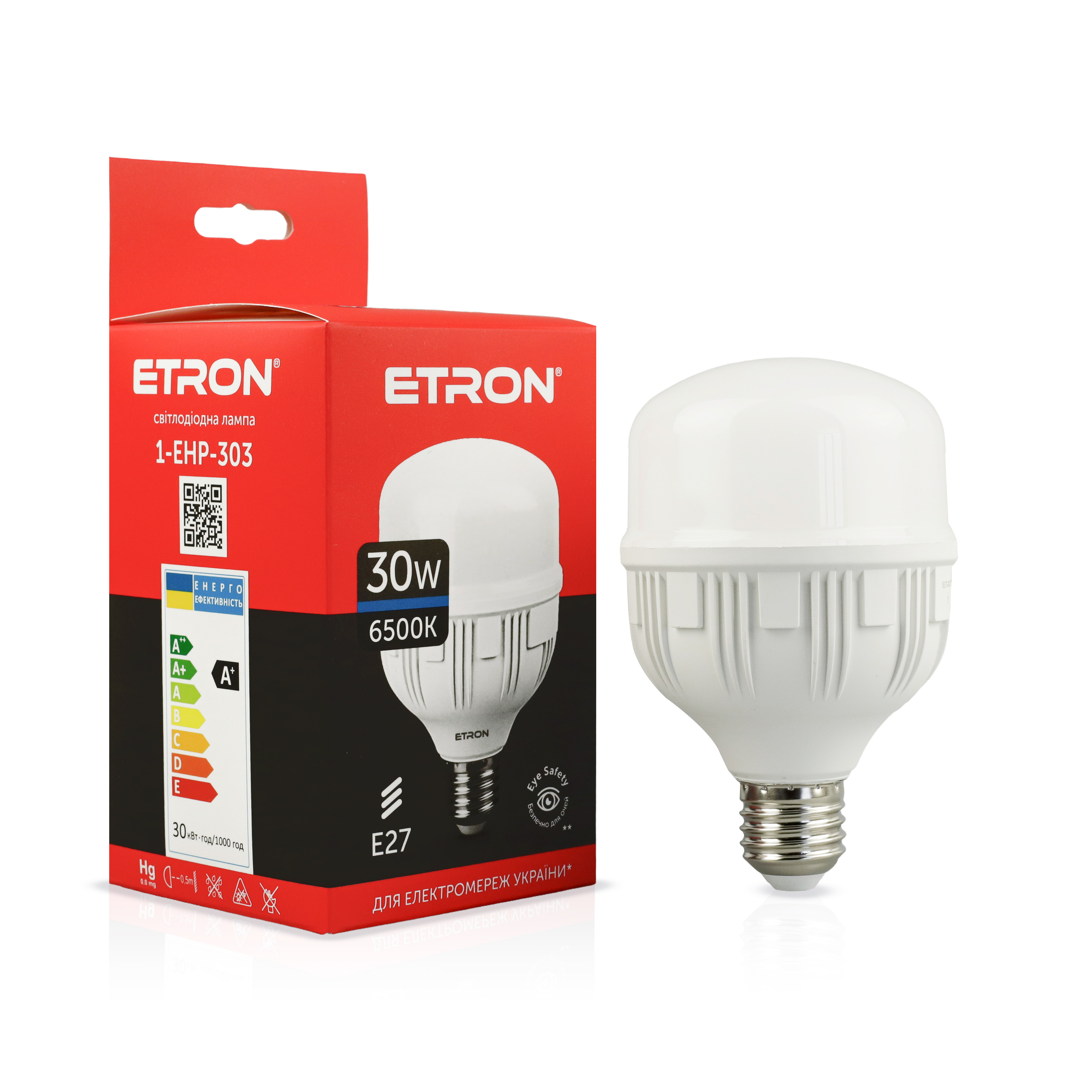 Лампа світлодіодна високопотужна ETRON 30W T100 6500K 220V E27 холодне світло